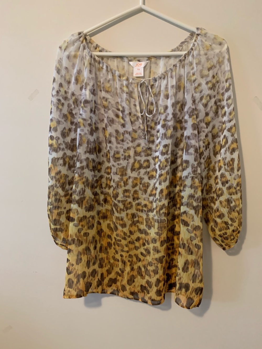 Joe Fresh Sheer Yellow Leopard-Print Peasant Blouse